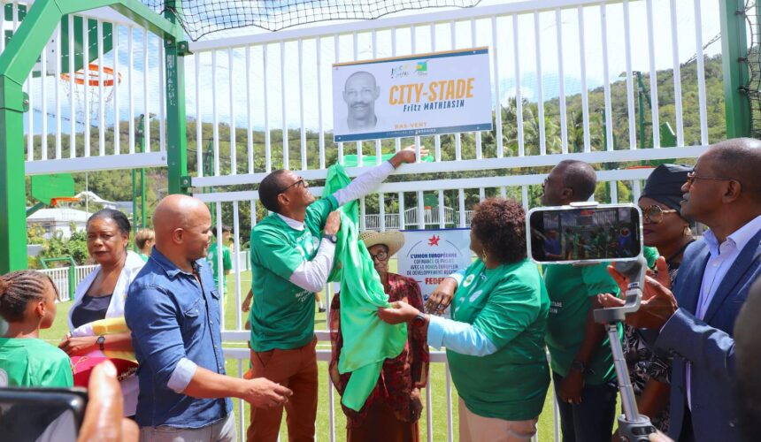 Deshaies inaugure le plateau multisports de Bas-Vent le 23 février 2024. Photo : FB Ville de Deshaies