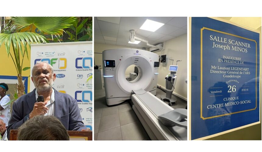 Le Dr Jean-Claude Pitat inaugure le premier scanner du centre médico-social Joseph-Pitat le 26 septembre 2025 à Basse-Terre. Photo : Olivier Nicolas