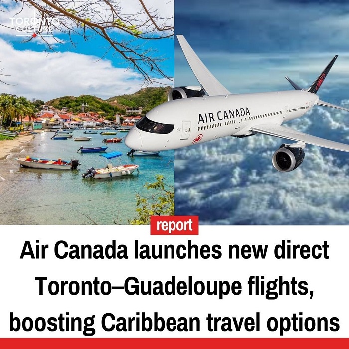 Publication Instagram de promotion de la liaison aérienne Toronto-Guadeloupe posté le 2 janvier 2026 sur le compte canadien Toronto.culture